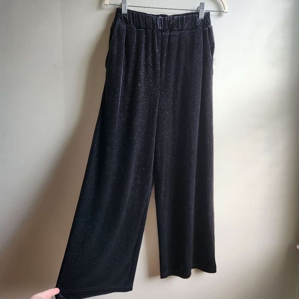 & Other Stories Wide Leg Cropped Sparkle Velvet Pants